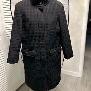 Anne Klein quilted knee length coat- black size small - excellent condition